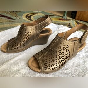 Earth Cascade Metallic Leather Sandals